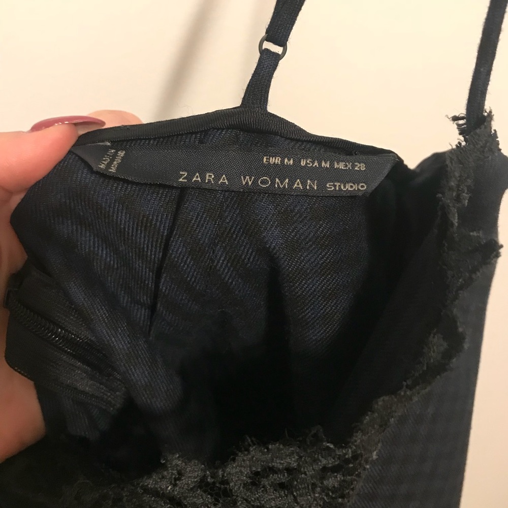 Zara gingham print with lace mini dress - Picture 3 of 4